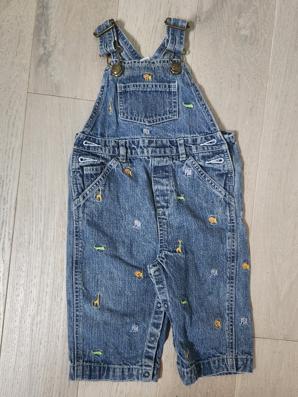 Vintage Gymbroee Demin Embroidered Overalls Zoo Animals 6-12M